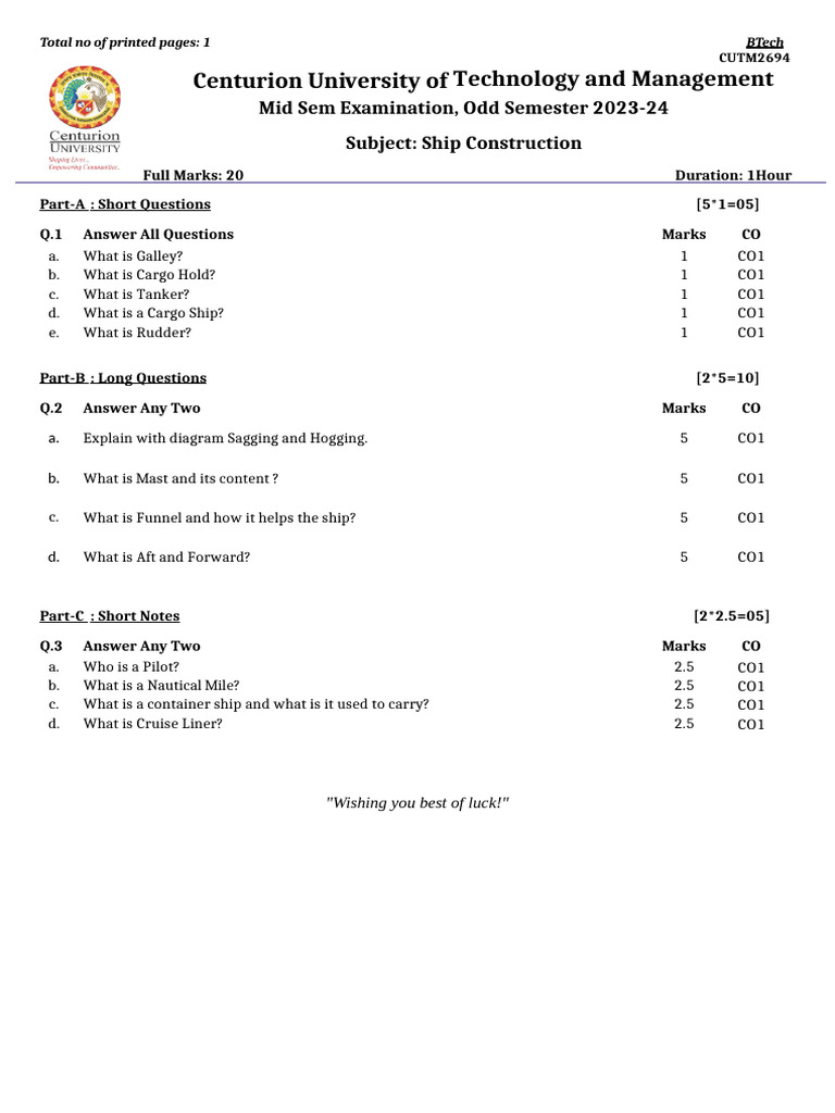 Internal Question - Construction - Set 1 | PDF
