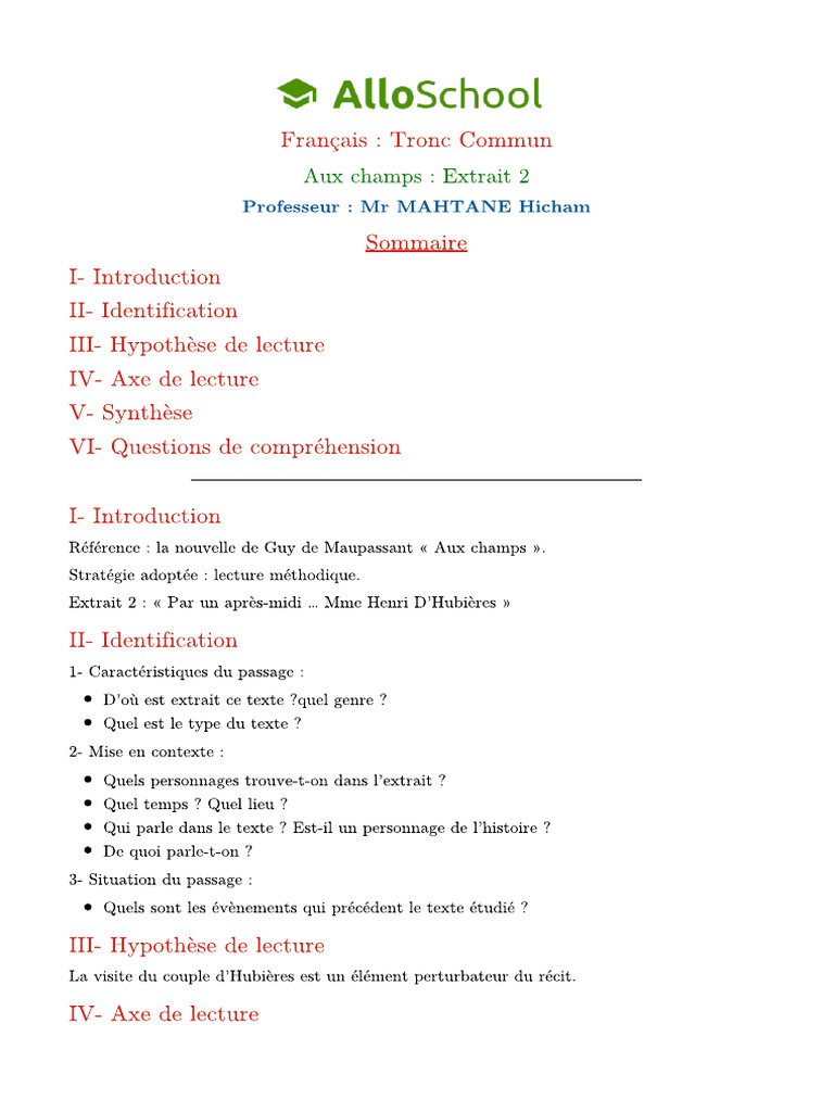 Aux Champs Extrait | PDF