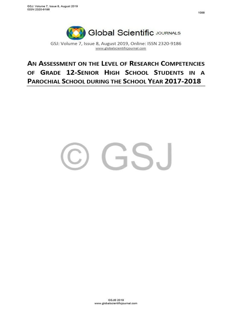 An Assessment On The Level of Research Competencies of Grade 12 Senior ...