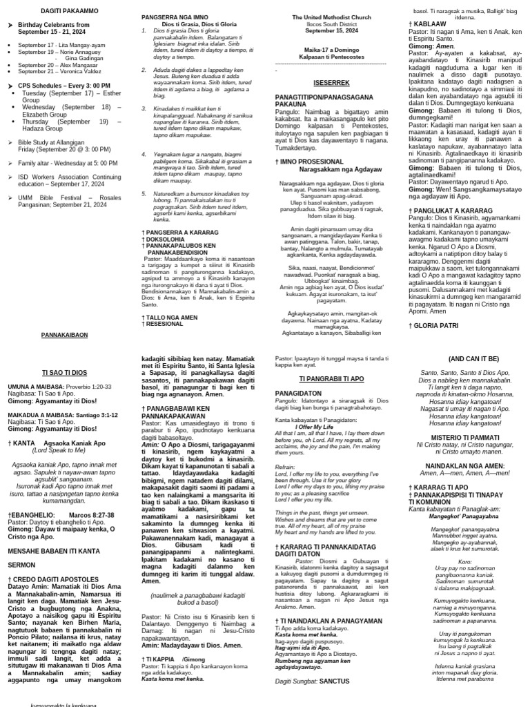 Liturgy September 15 2024 Pdf