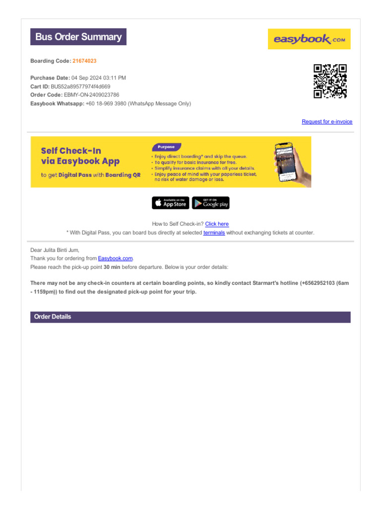 Order summary pdf travel visa
