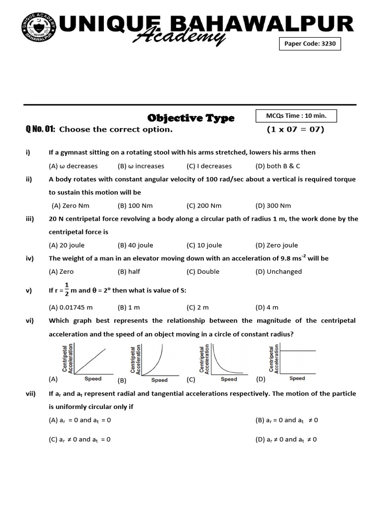 1st Year Physics T-5 2024 | PDF