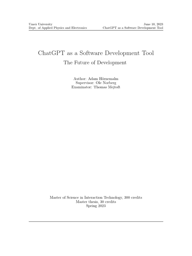 ChatGPT As A Software Development Tool | PDF