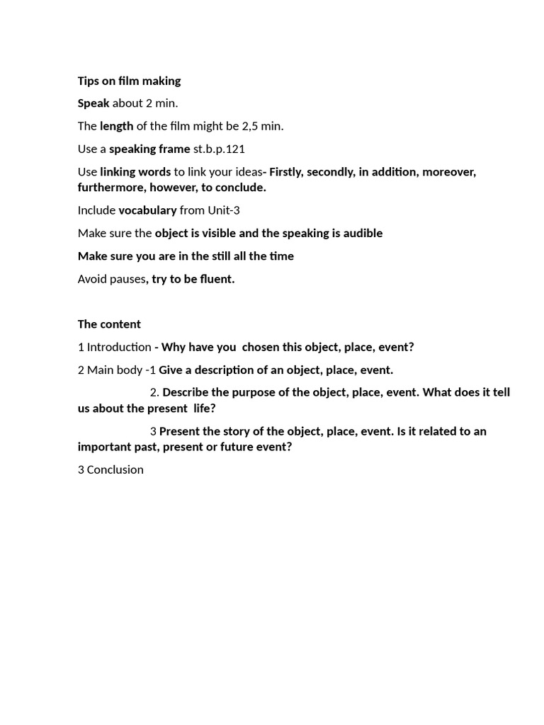 Tips on film making pdf