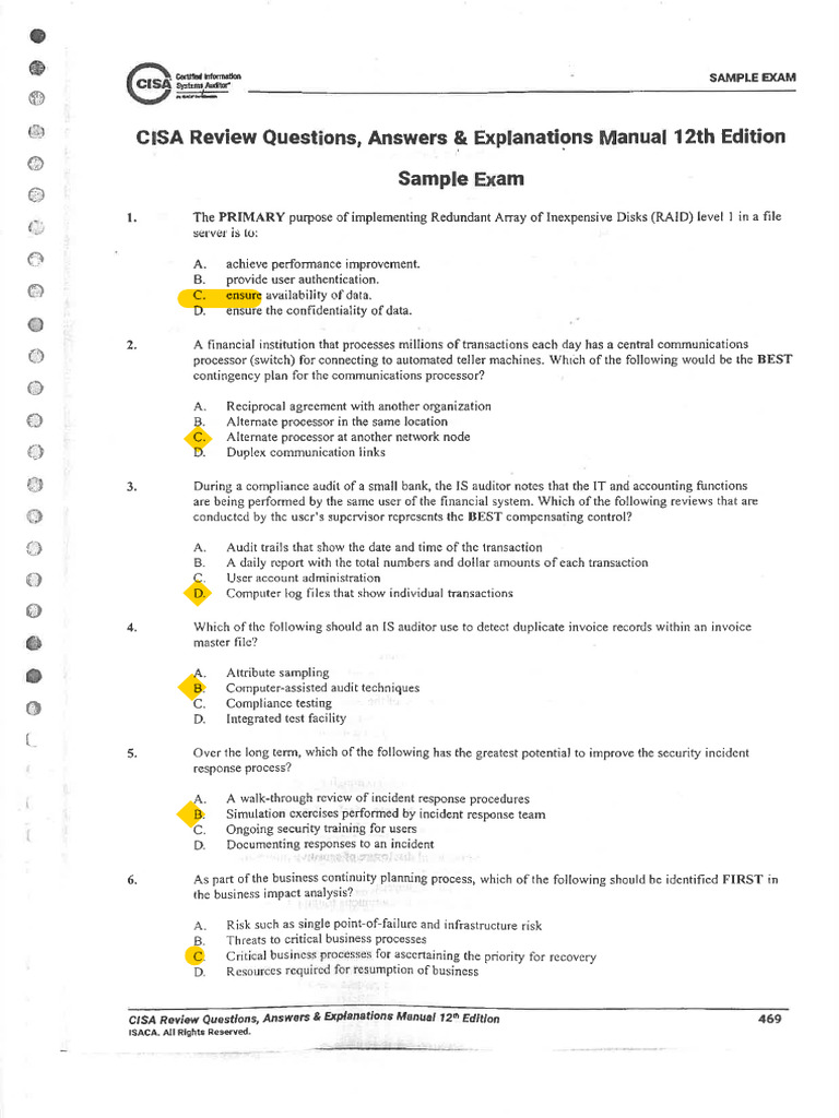 CISA questions, answers manual11th 英語版 Amazon.com: CISA Review Questions, Answers & Explanations