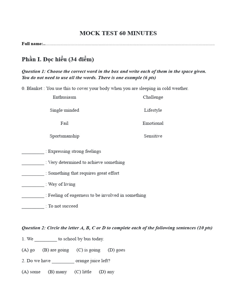 Mock Test 60 Minutes | PDF