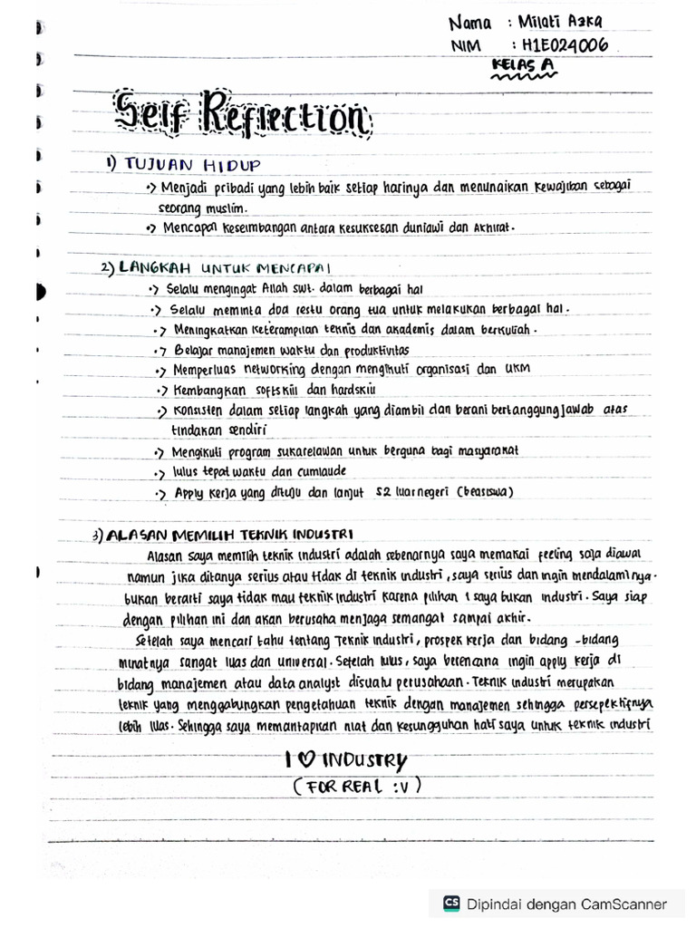 Tugas Self Reflection Dan Pertemuan 1 | PDF