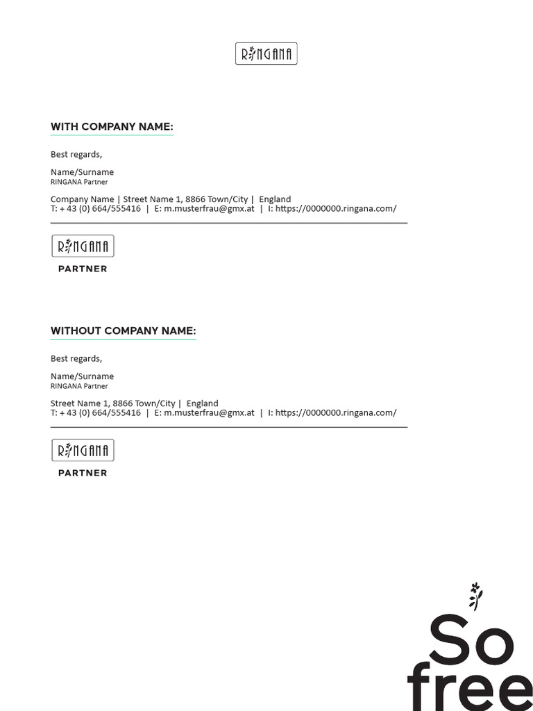 RINGANA Partner E-Mail Signature en 2021 | PDF
