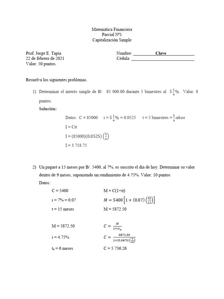 Parcial N°1 Int. Simple | PDF