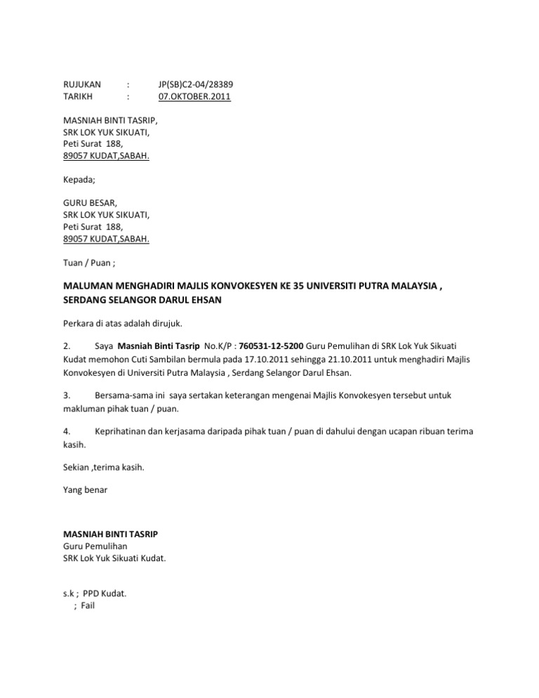 Surat Rasmi Konvokesyen | PDF