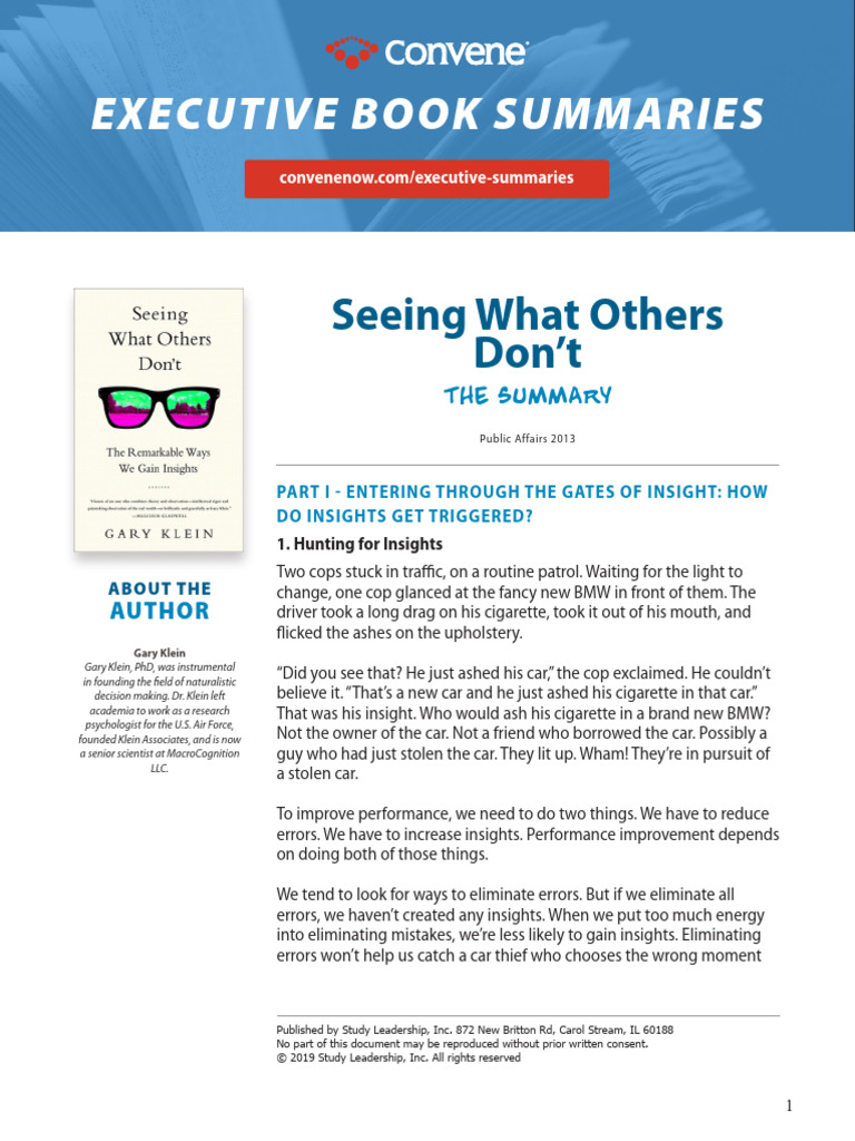 Seeing What Others Dont | PDF