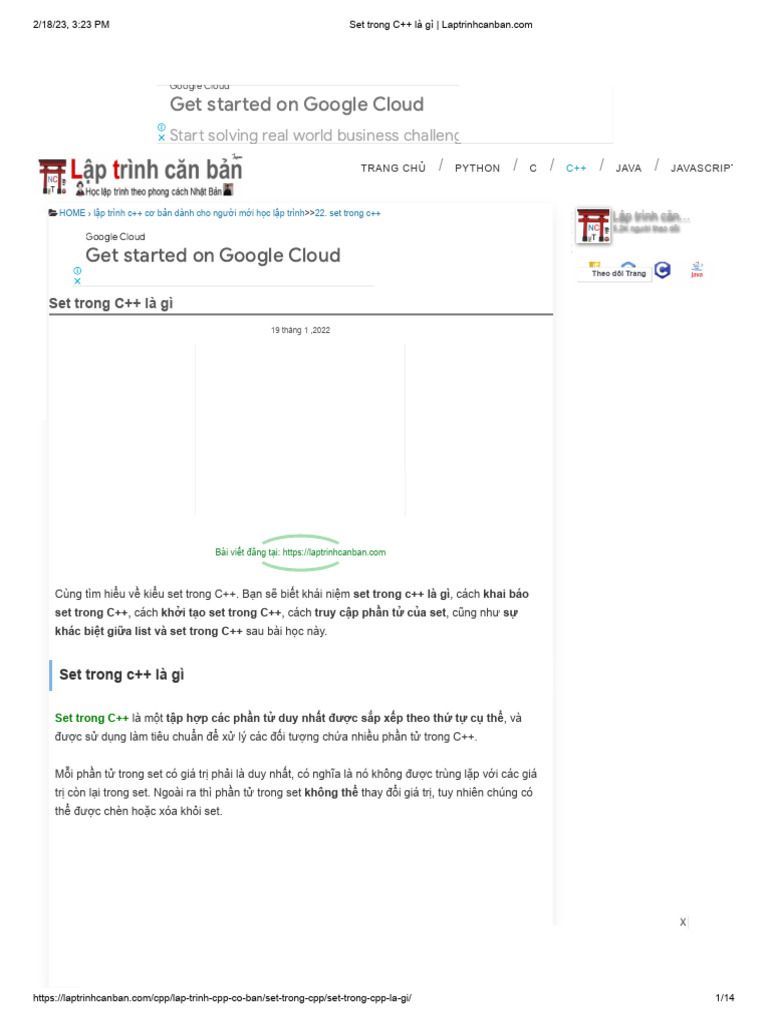 Set Trong C++ Là Gì | PDF