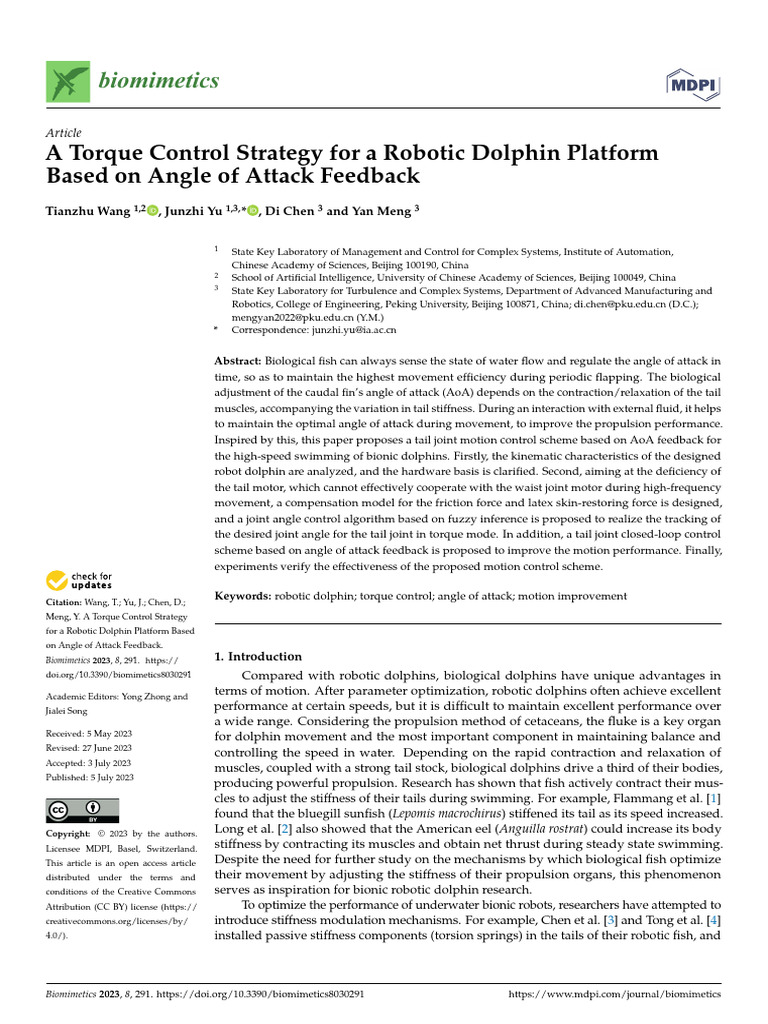 2023 - A Torque Control Strategy For A Robotic Dolphin Platform Based ...