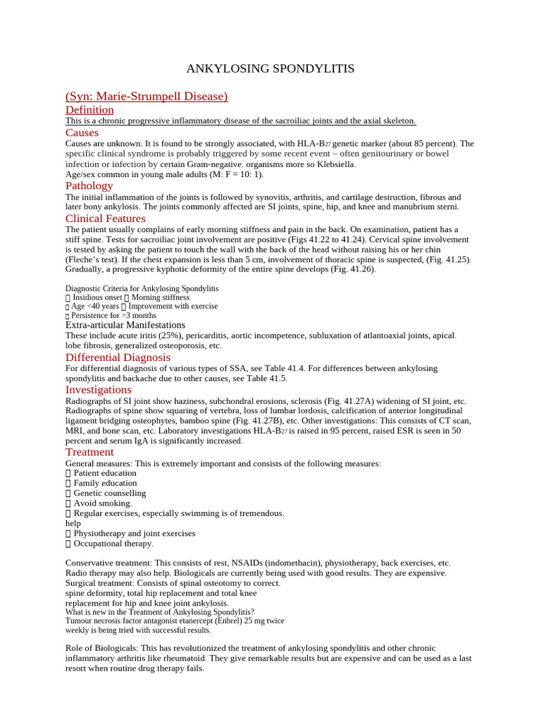 Ankylosing Spondylitis | PDF