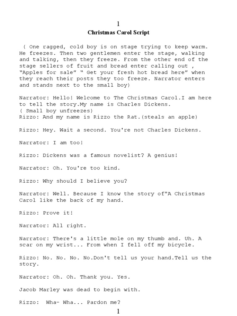 Muppet Christmas Carol Script Word | Ebenezer Scrooge | Tiny Tim (A