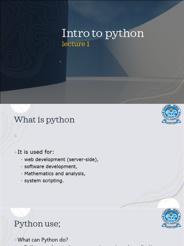 Intro To Python Lecture 1 | PDF