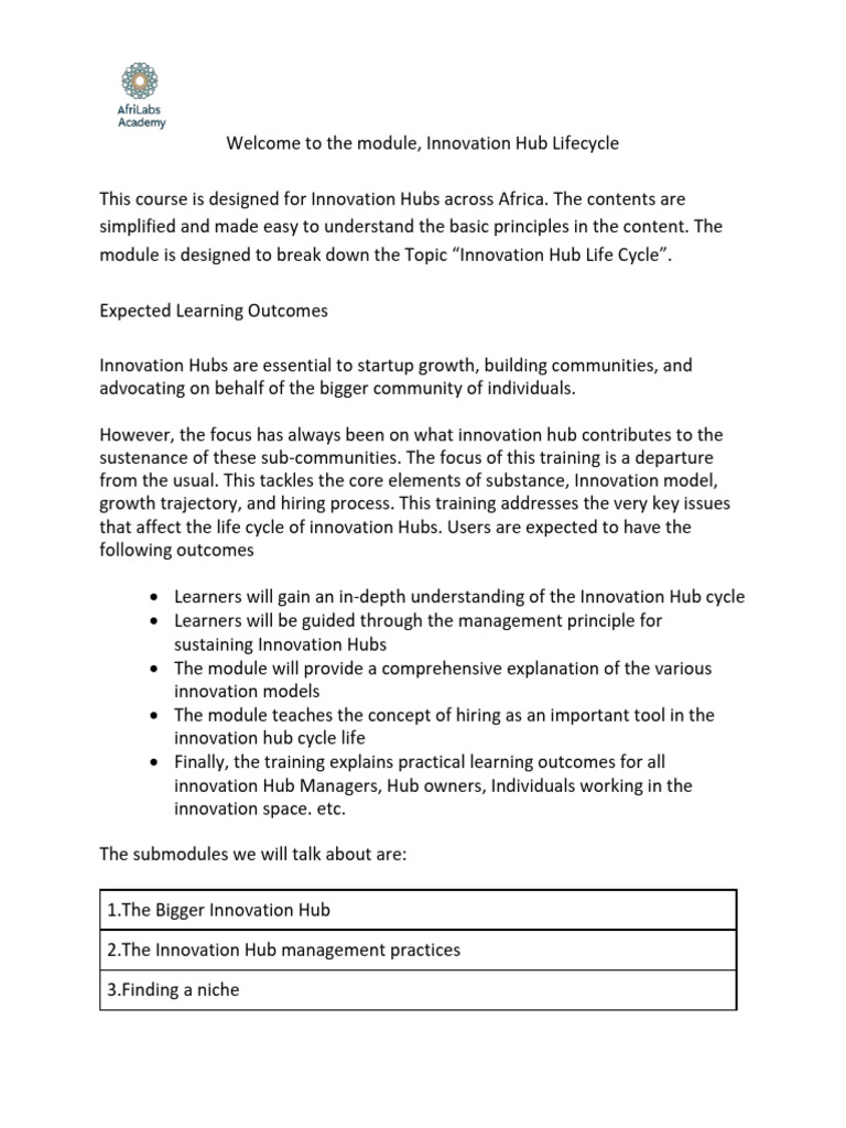 1-For Upload Innovation Hub Life Cycle1 | PDF