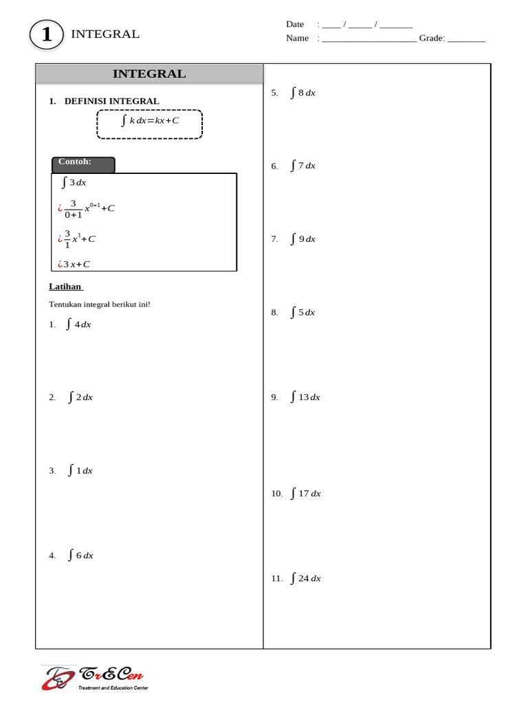 Integral Tak Tentu Aljabar | PDF
