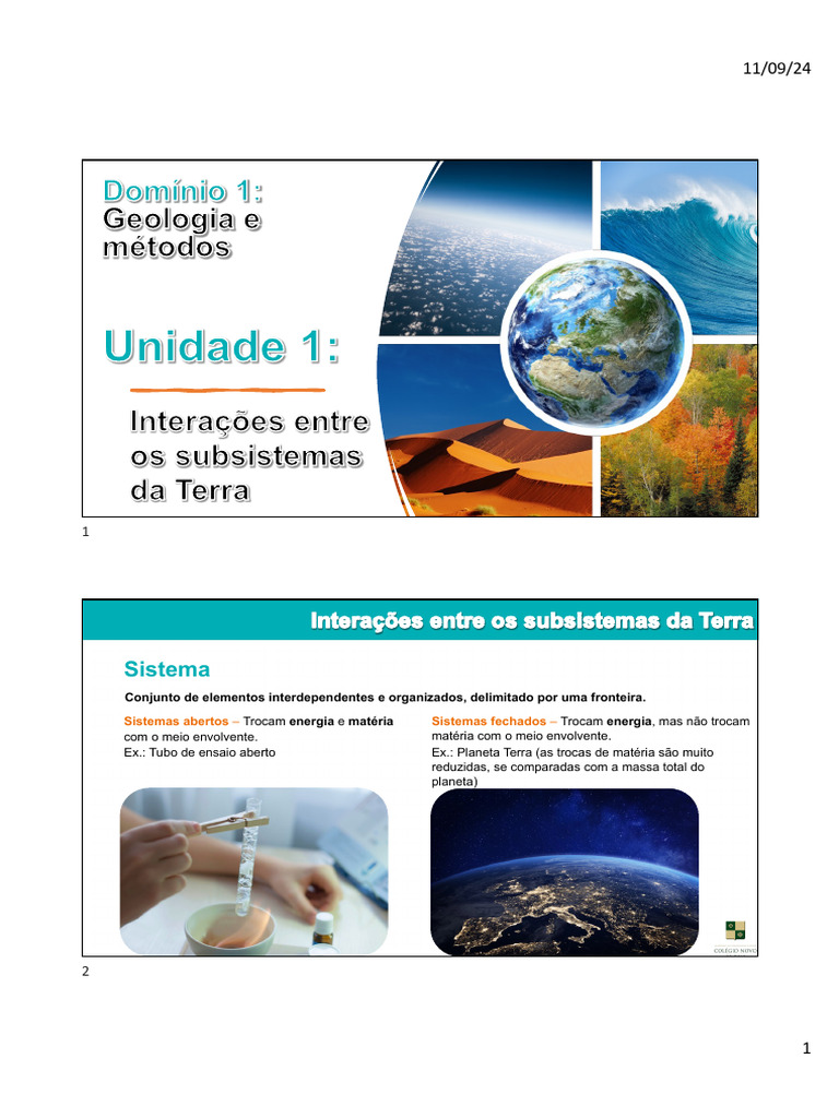 D1 - U1 - Interacoes Ente Os Subsistemas Da Terra | PDF