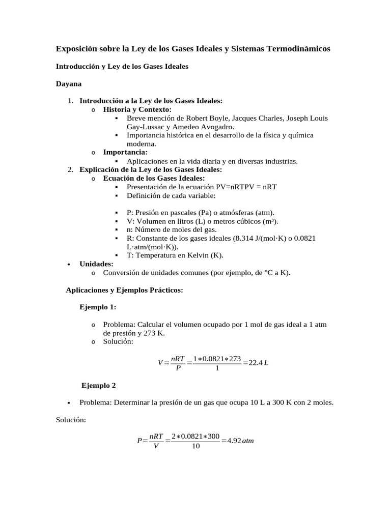 Ley de Gases Ideales y Termodinámica | PDF | Gases | Ciencia y matemáticas
