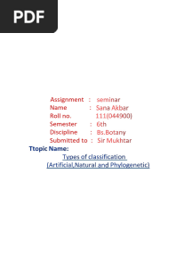 Types of Classification (Artificial, Natural and Phylogenetic)