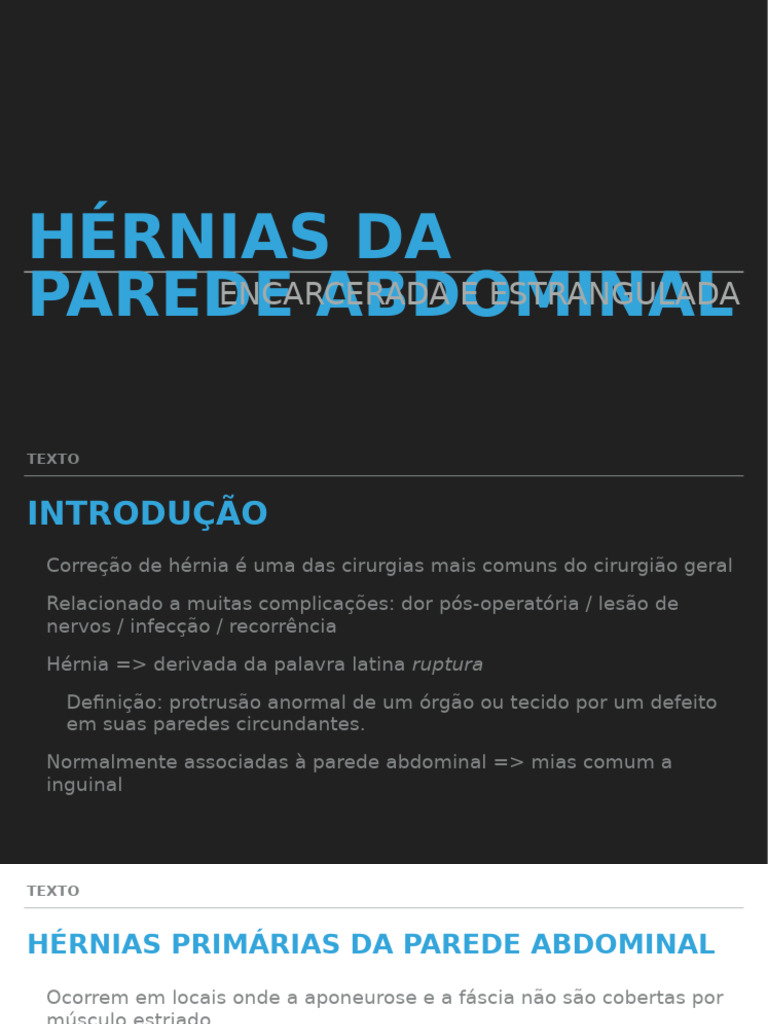 Hérnias Da Parede Abdominal Encarcerada Estrangulada | PDF