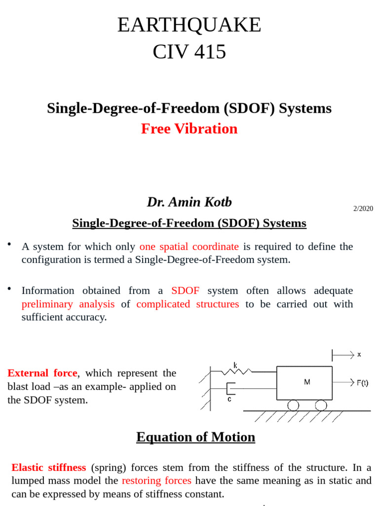 2-SDOF Systems - Free Vibration 2021-Updated | PDF