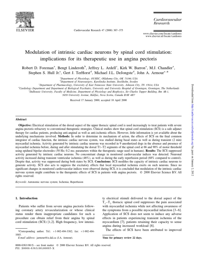 Robert D. Foreman Et Al - Modulation of Intrinsic Cardiac Neurons by ...