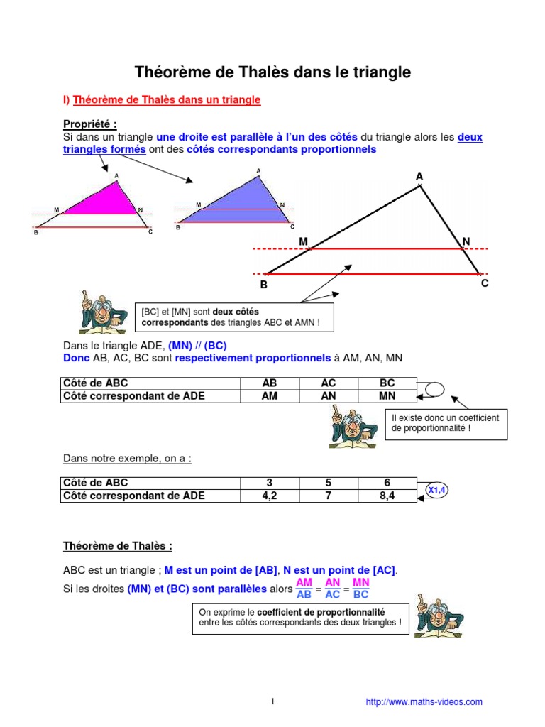 Fiche De Revision Theoreme De Thales Théorème de Thalès Dans Le Triangle (4ème) | PDF | Géométrie