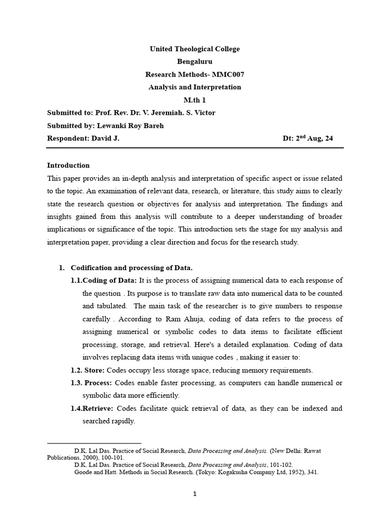 Data Processing in Research Methods | PDF | Analysis | Statistics