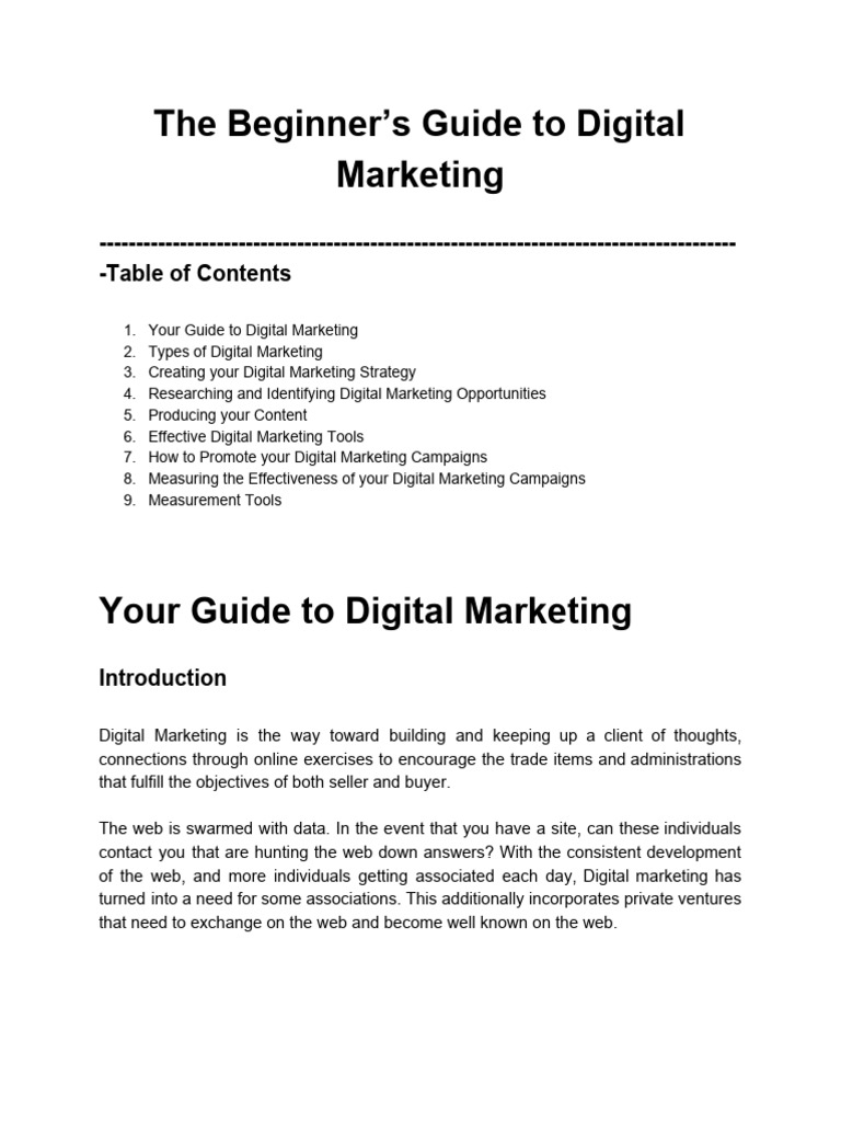 The Beginners Guide To Digital Marketing Ebook | PDF