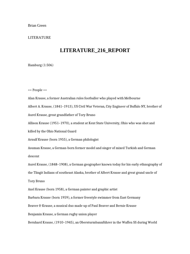 Literature 216 Report | PDF