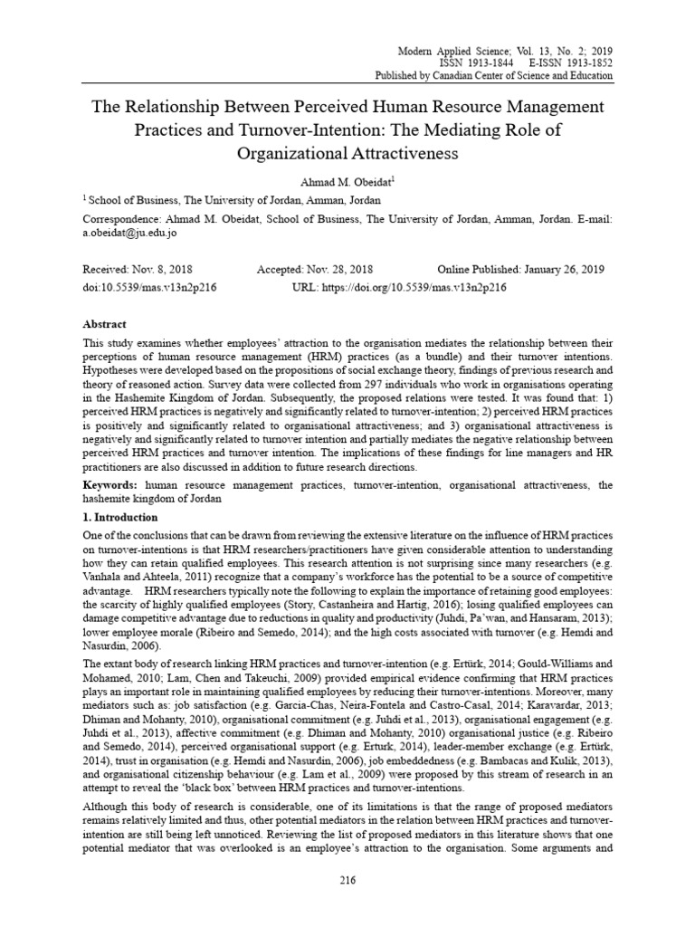 The Relationship Between Perceived Human Resource Management Practices ...