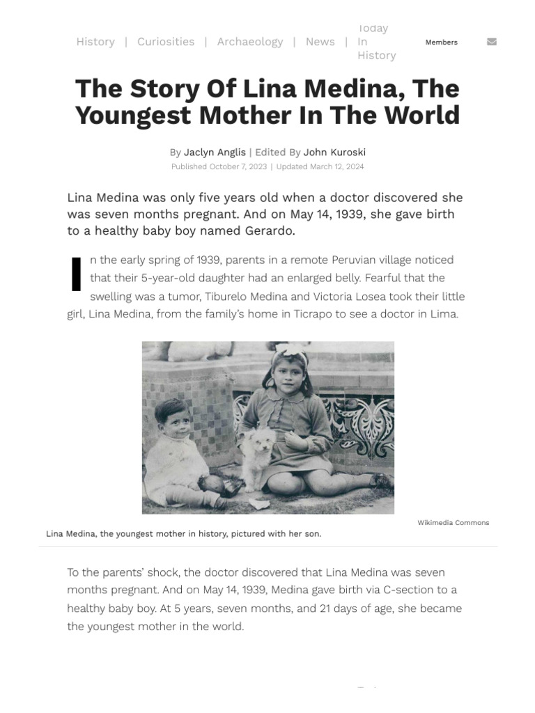 The Astounding Tale Of Lina Medina The World S Youngest Mother At Just 5 Years Old