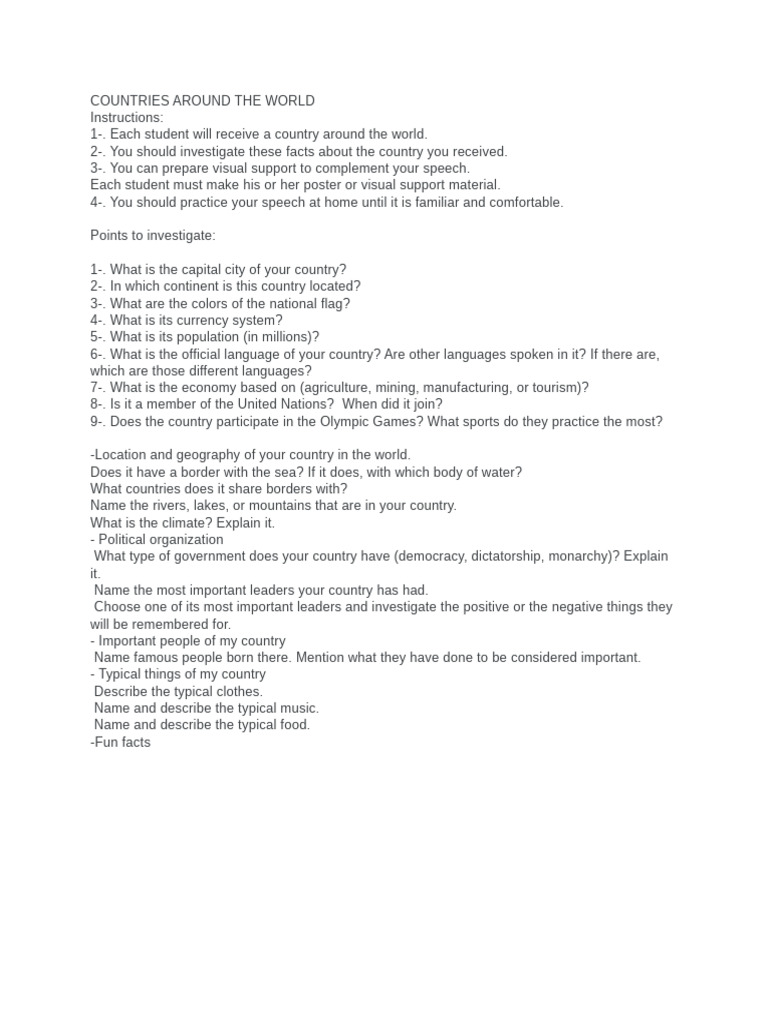 Countries Around The World Pdf