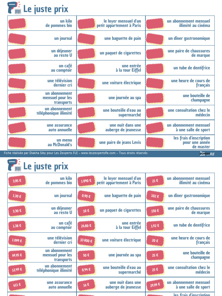 Le Juste Prix FLE | PDF