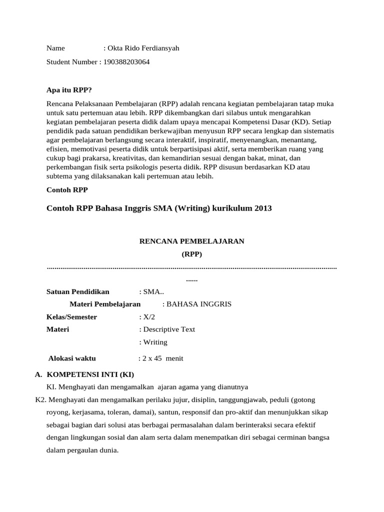 Contoh RPP Instructional Design Meeting 6 | PDF