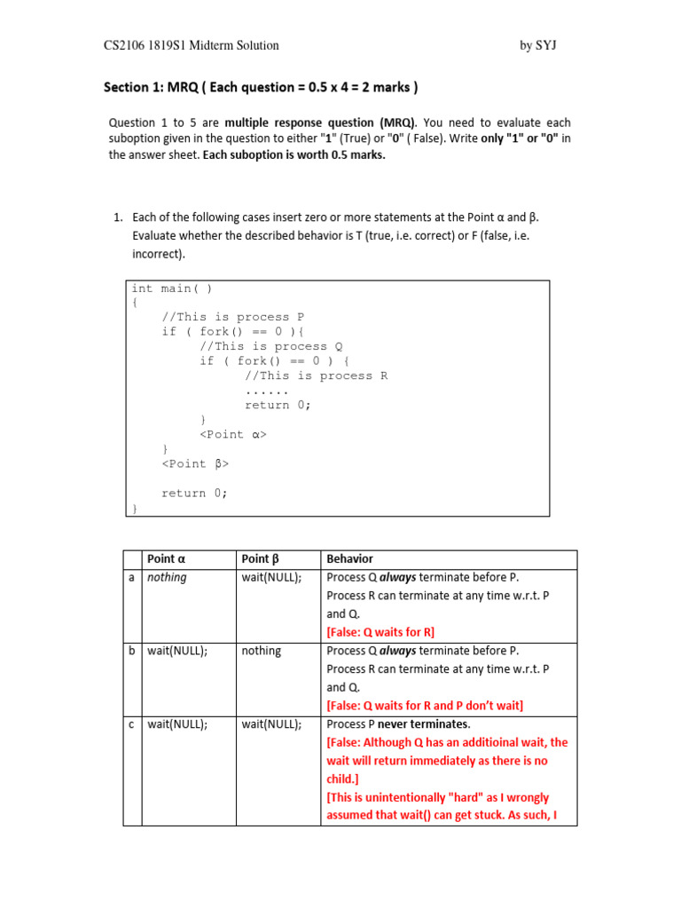 cs2106 1819s1 Midterm Solution | PDF