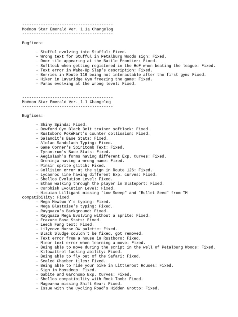 Change log pdf