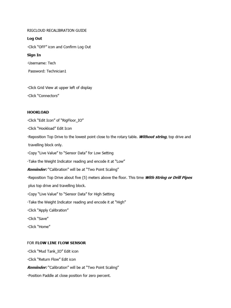 Rigcloud Recalibration Guide | PDF