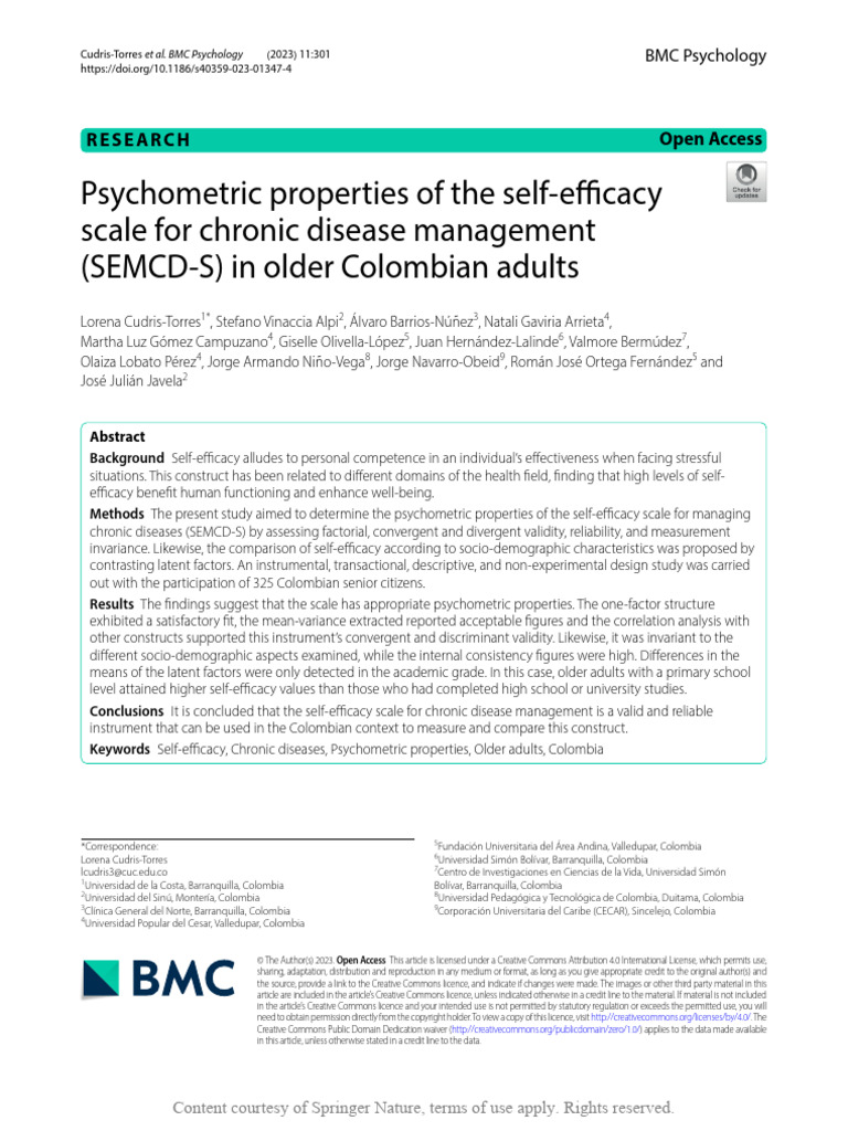 BMC Psychology Psychometric Properties of The Self | PDF