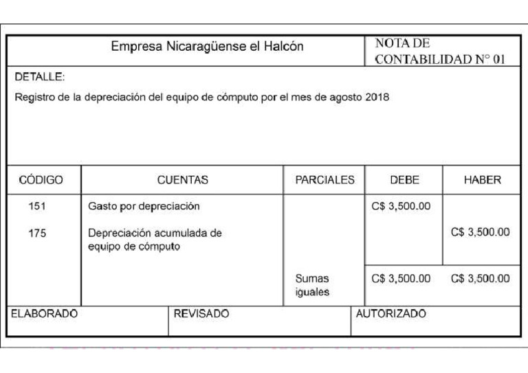 NOTA DE CONTABILIDAD | PDF