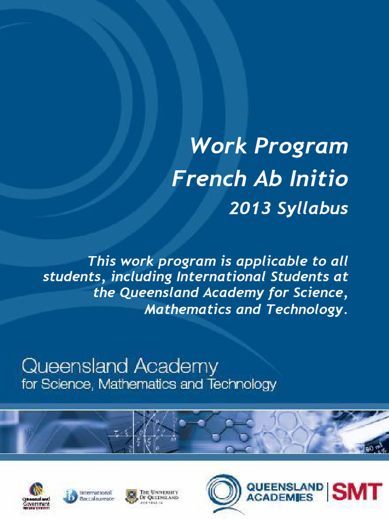French Ab Initio Work Program | PDF | Learning | English As A Second Or ...