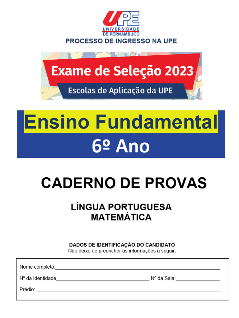 Caderno de Provas Ensino Fundamental | PDF