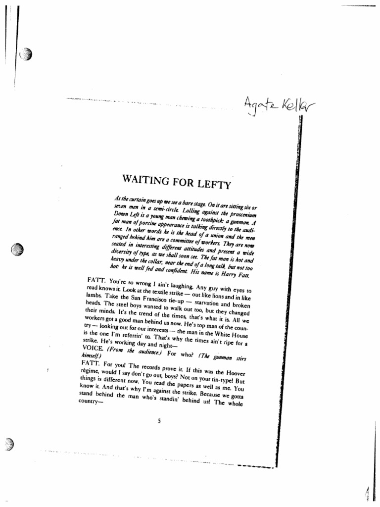Waiting For Lefty (Play) | PDF