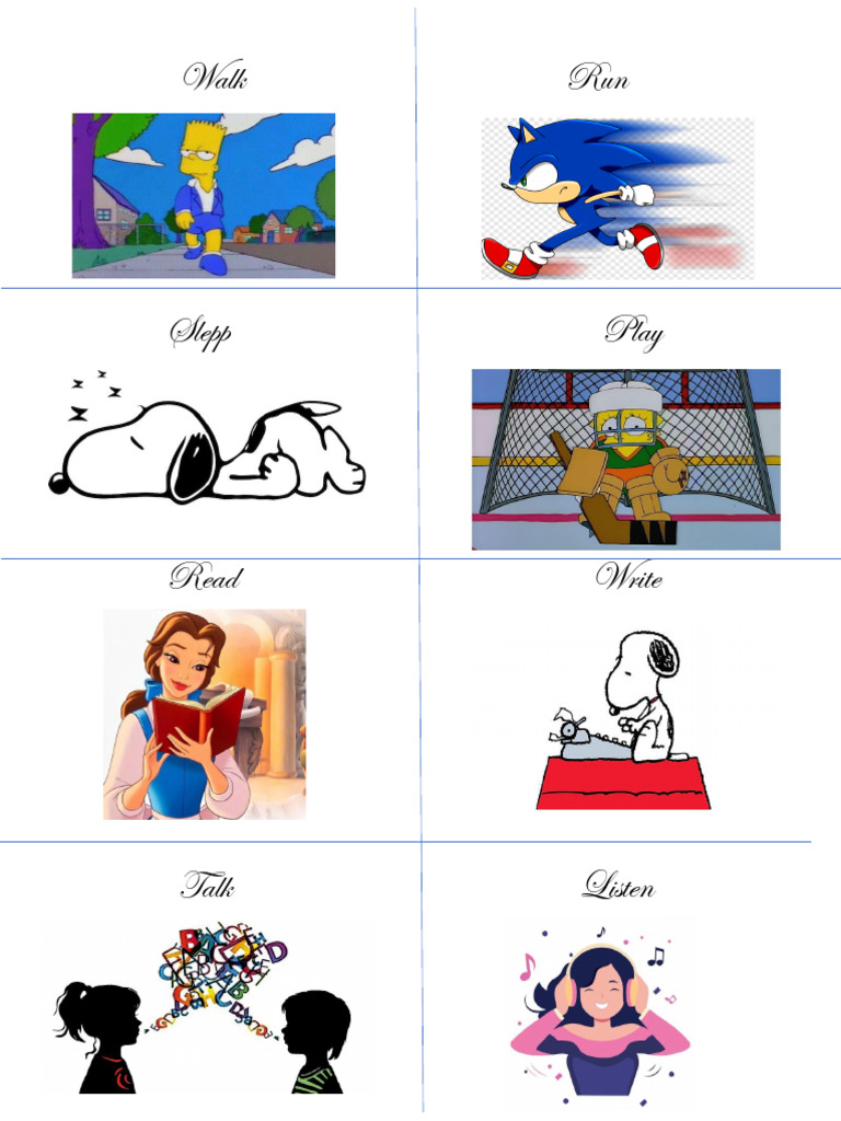 Tarjetas de verbos en inglés para niños | PDF