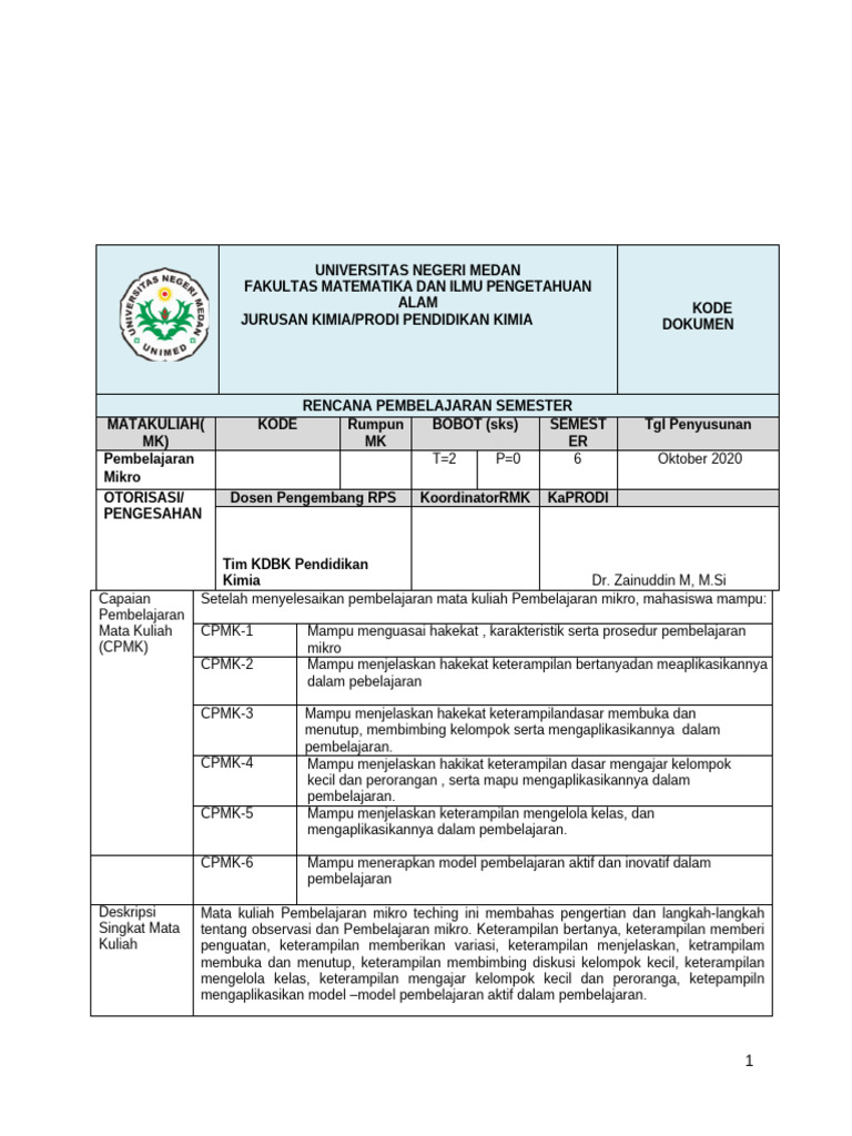 RPS Microteaching 2020 | PDF