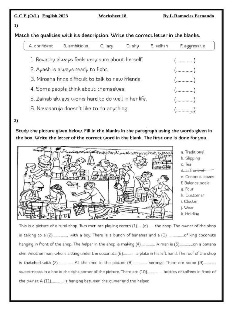 Work Sheet 18 | PDF