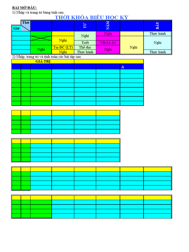 Bai Tap Excel | PDF