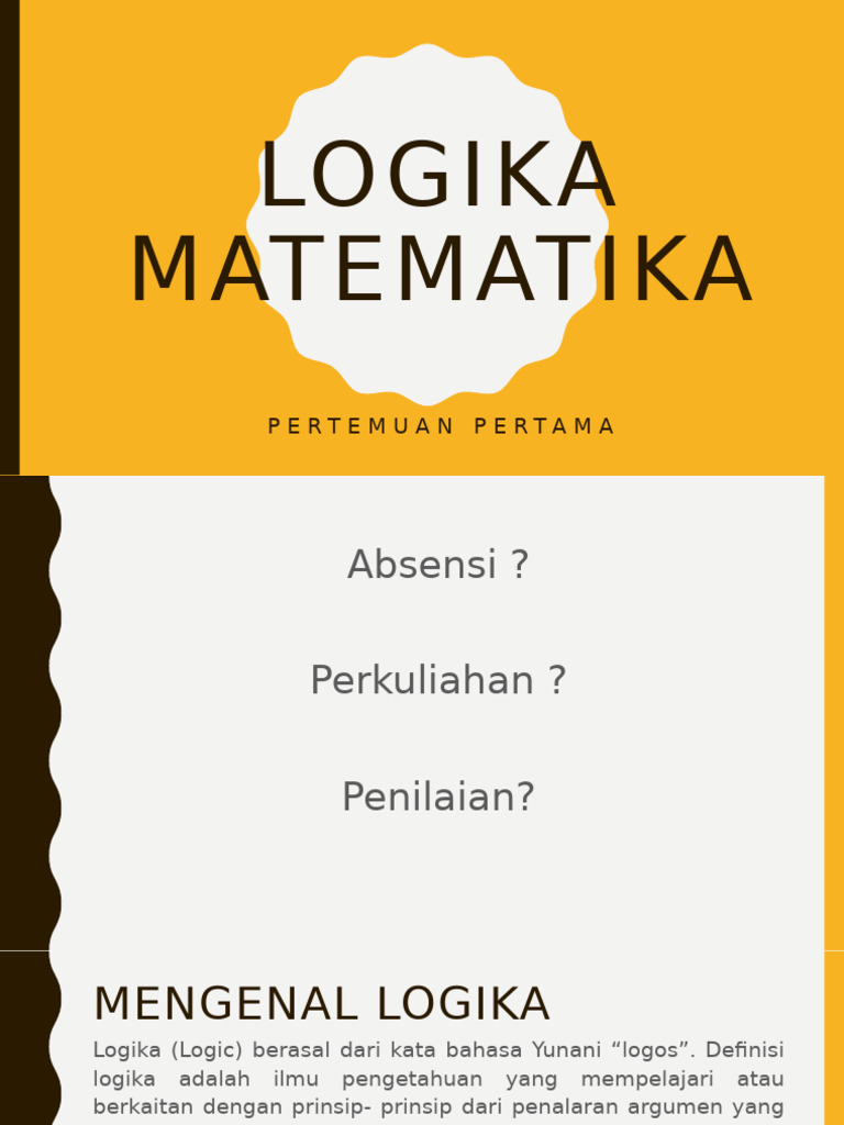 Logika Matematika Pertemuan 1 | PDF | Sains & Matematika